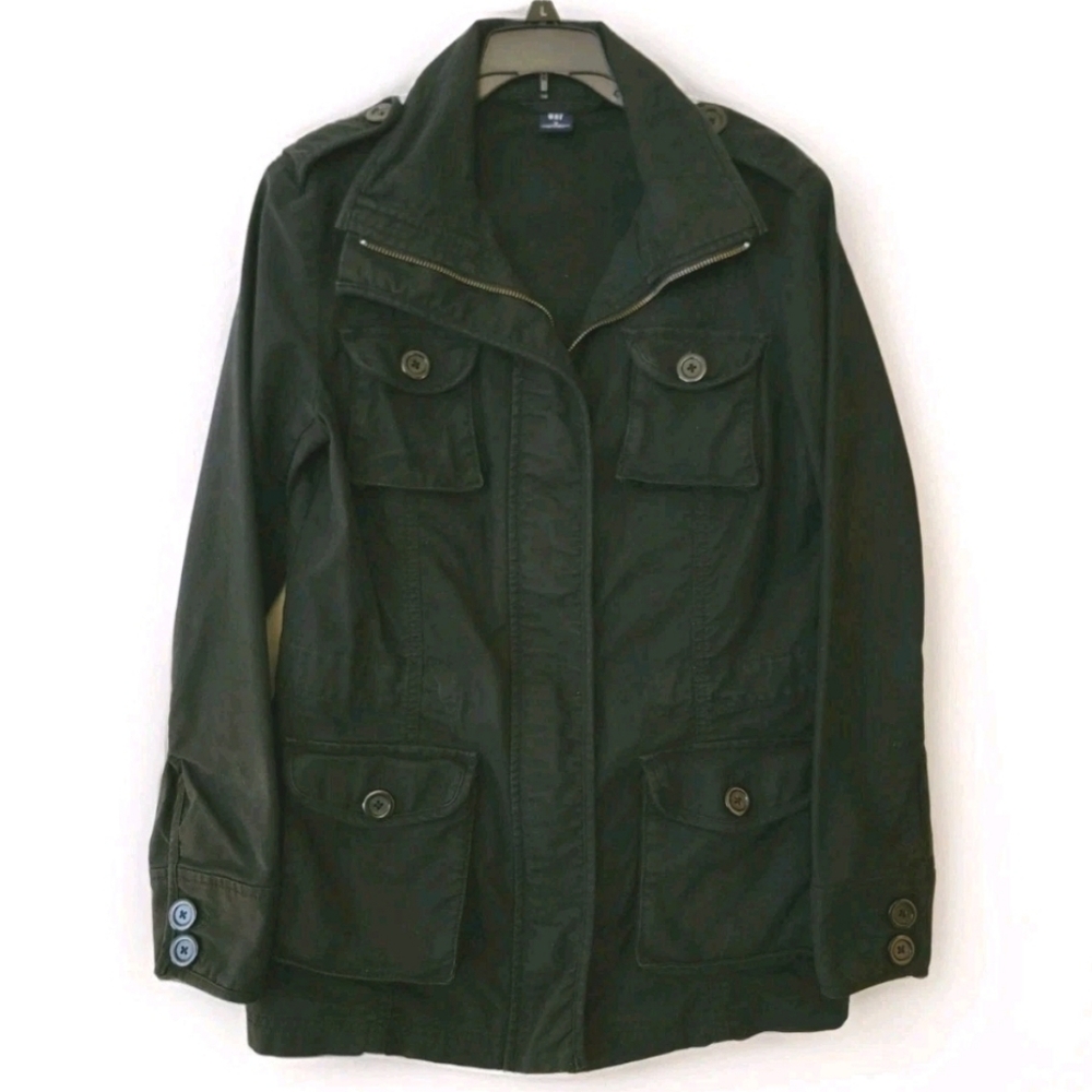 GAP Cotton Black military utility jacket cinch waist ASO Bella Swan Twilight Y2K